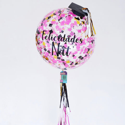 Gigante de Graduación con Birrete FUCSIA con helio (Envío CDMX y zonas Edo Mex) (70 cm)