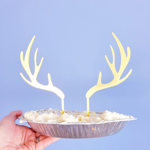 Cake Topper / Arreglo para pastel de CUERNOS DE RENO (DORADO)