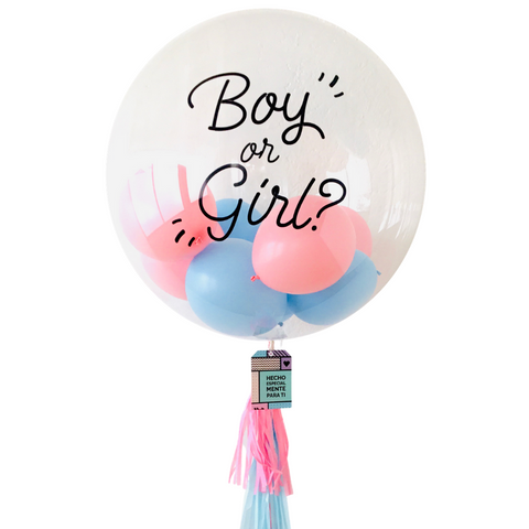 Globo gigante transparente con mini globos "BOY OR GIRL"
