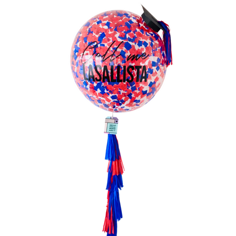 Gigante de Graduación con Birrete AZUL Y ROJO con helio (Envío CDMX y zonas Edo Mex) (70 cm)