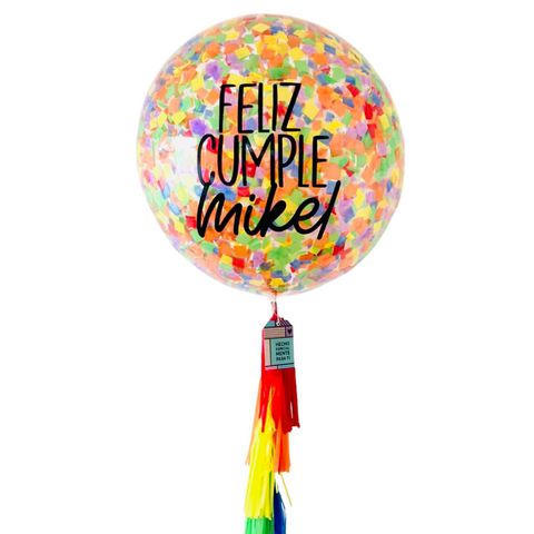 Gigante transparente con confetti ARCOIRIS