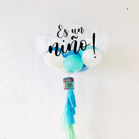 Globo gigante transparente con mini globos "ES UN NIÑO!"