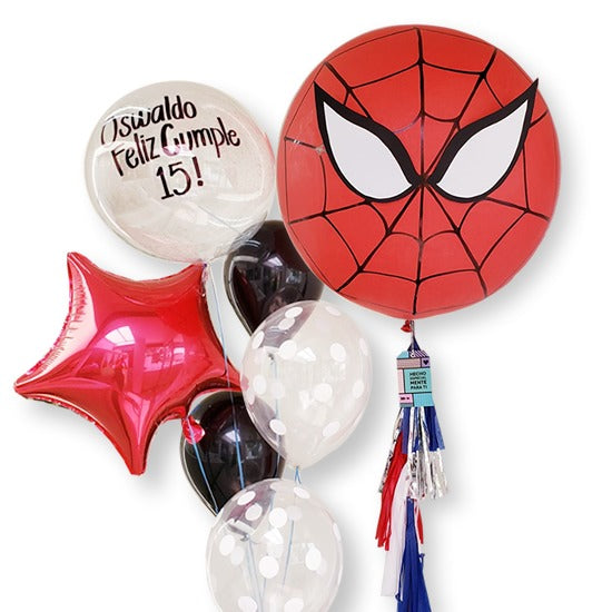 Juego de ramos de globos de Spiderman Happy Birthday