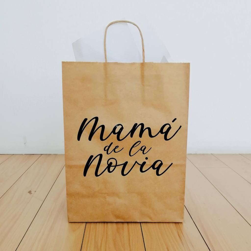 Bolsa de Papel Kraft para boda "Mamá de la novia" (23 x 13 x 33 cm)