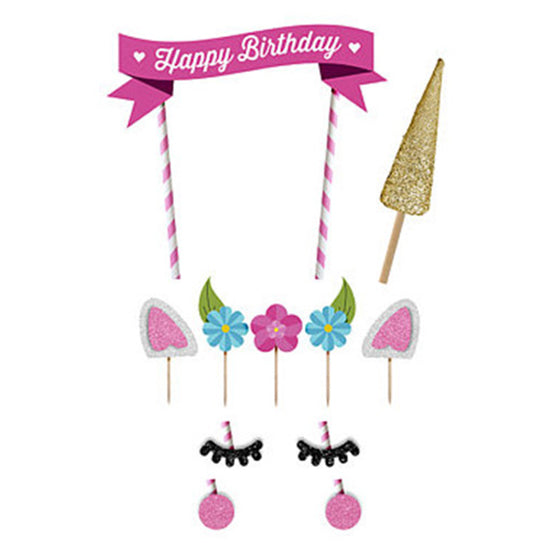 Topper LED De Unicornio Para Tartas, Decoración Luminosa De Madera Para Cumpleaños