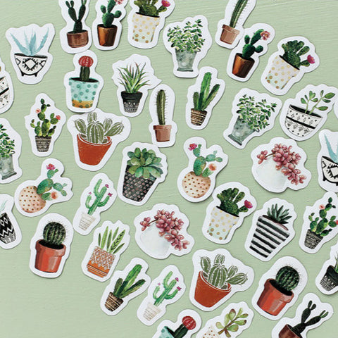 Estampas adhesivas de cactus (45 piezas)