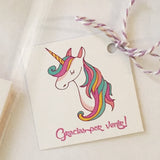 Etiquetas Unicornio "Gracias por venir" (24 piezas)