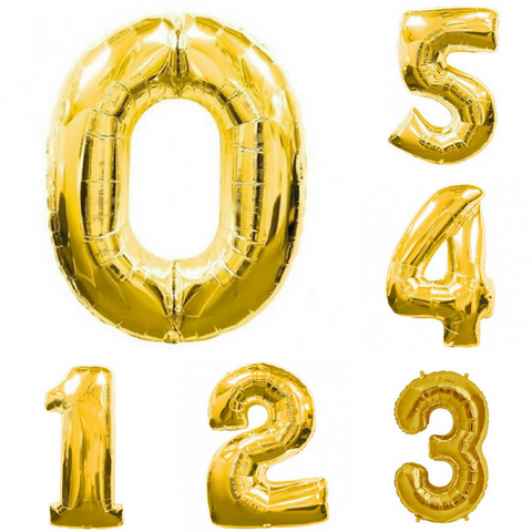 Gigantes de numero Dorado globos (90 cm) (con helio + $120)