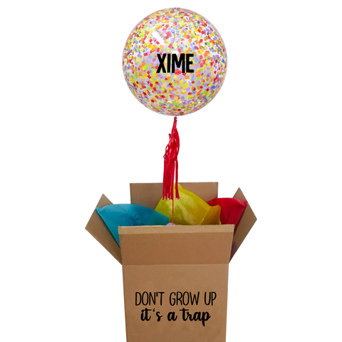 Burbuja arcoiris 40 cm en caja personalizable