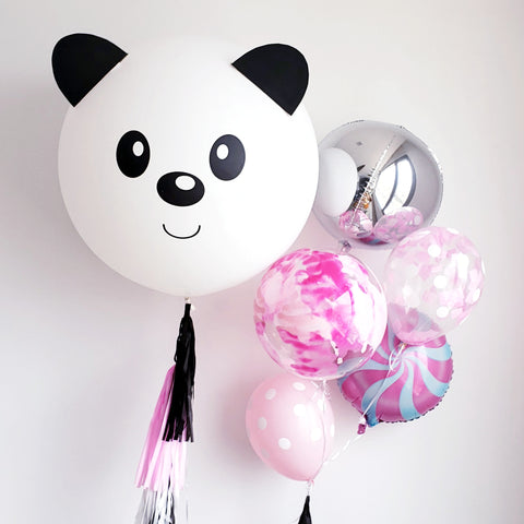 Bouquet de Oso Panda ROSA con helio (Envío CDMX y zonas Edo Mex)