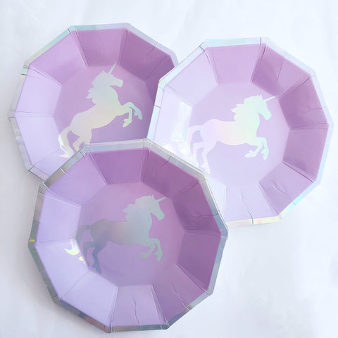 Platos de Unicornio Iridiscente CHICOS (10 piezas)