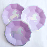 Platos de Unicornio Iridiscente GRANDE (10 piezas)
