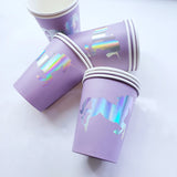 Vasos de unicornio iridiscente (10 piezas)