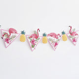 Banderín Triangular Flamingos y Piñas