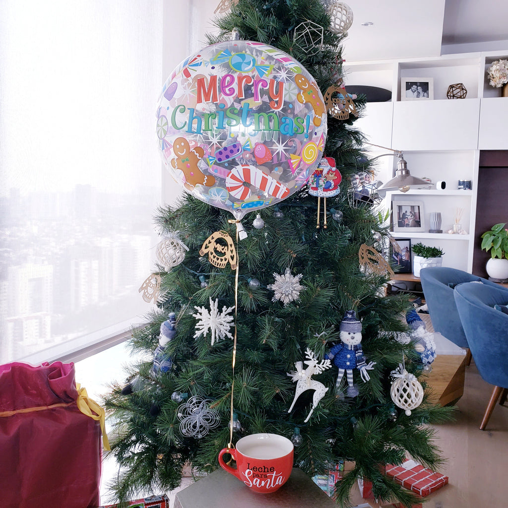 Taza "Leche para Santa" con Globo Burbuja Dulces de Navidad (con helio, envío CDMX y zonas de Edo Mex)