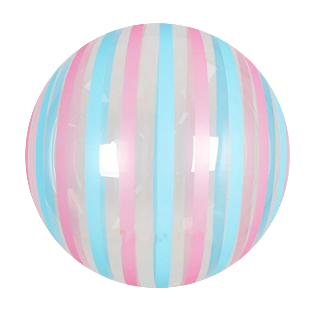 Globo transparente de burbuja con rayas rosa y azul (40 cm) (con helio +$80)