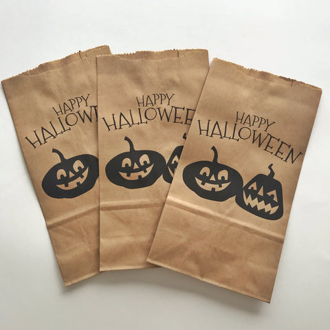 Bolsitas Kraft con base "Happy Halloween" (12 piezas)
