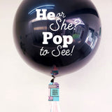 Gigante Negro Revelación "He or She Pop to See" con confeti con helio (Envío CDMX y zonas Edo Mex)