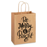Bolsa de Papel Kraft "Be Merry and Bright" de Navidad (23 x 13 x 33 cm)
