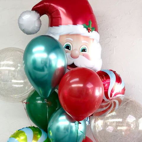 Bouquet Navidad SANTA con helio (Envío CDMX y zonas Edo Mex)