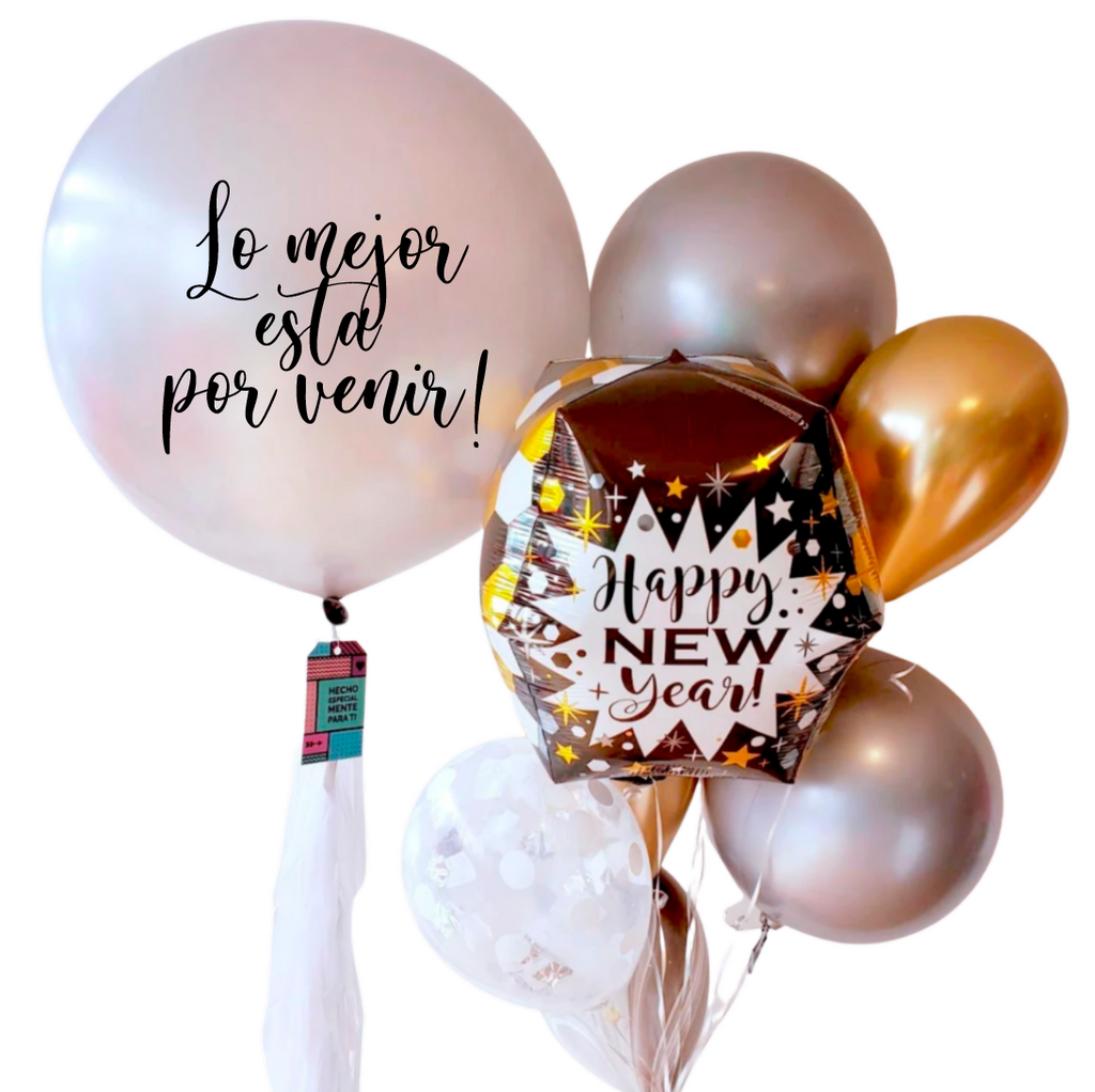 Gigante Plata + Bouquet "Happy New Year 2024" Hexágono