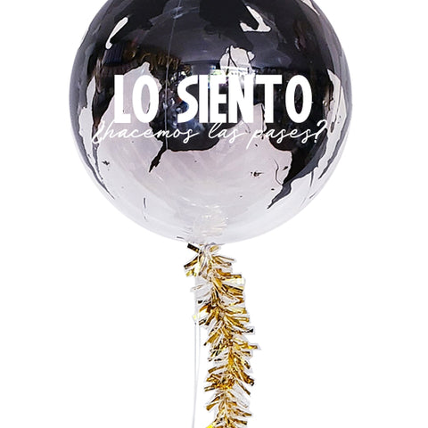 Burbuja 40 cm en caja con mensaje "Lo Siento" (Envío CDMX y zonas Edo Mex) (PUEDES ELEGIR LA FRASE)