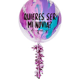 Burbuja 40 cm en caja con mensaje "Quieres ser mi novia?" (Envío CDMX y zonas Edo Mex) (PUEDES ELEGIR LA FRASE)