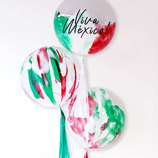 Set de 3 burbujas TRICOLOR con pintura 16 de septiembre "Viva México!"