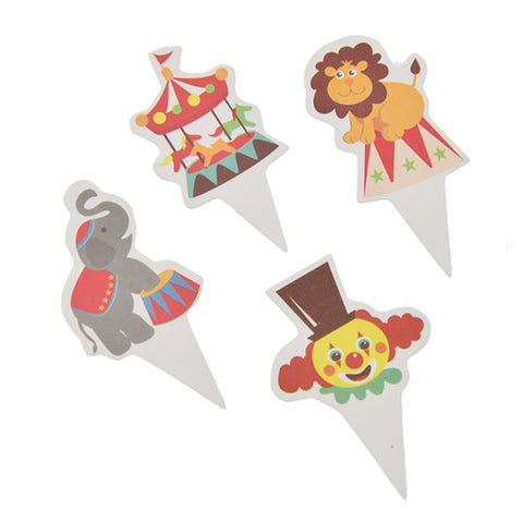 Cupcake Toppers / Adorno para quequitos Circo (24 piezas)