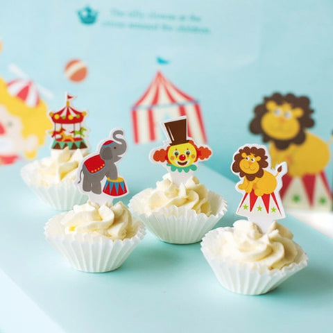 Cupcake Toppers / Adorno para quequitos Circo (24 piezas)