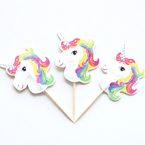 Cupcake Toppers / Adorno para quequitos Unicornios (12 piezas)