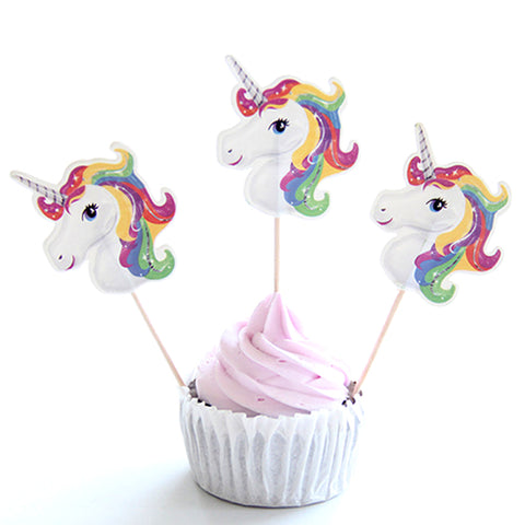 Cupcake Toppers / Adorno para quequitos Unicornios (12 piezas)