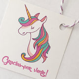 Etiquetas Unicornio "Gracias por venir" (24 piezas)