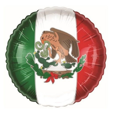 Globo redondo bandera mexicana 45 cm (con helio + $65)