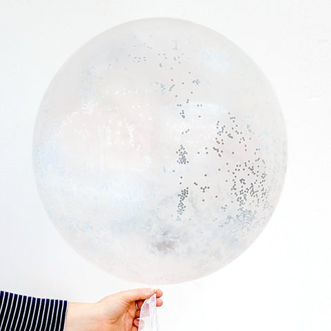 Globo transparente de burbuja DIAMANTINA PLATA (60 cm) (con helio +$80)
