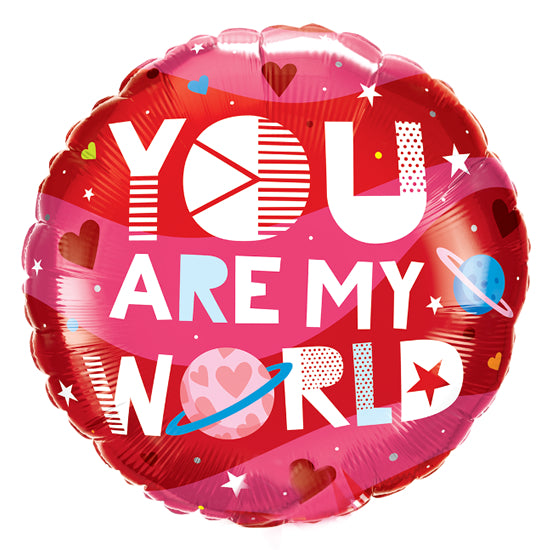 Globo redondo "You are my world" (46 cm) (con helio + $60)