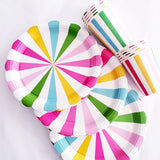 Platos de papel rehilete arcoíris CHICOS (10 piezas)